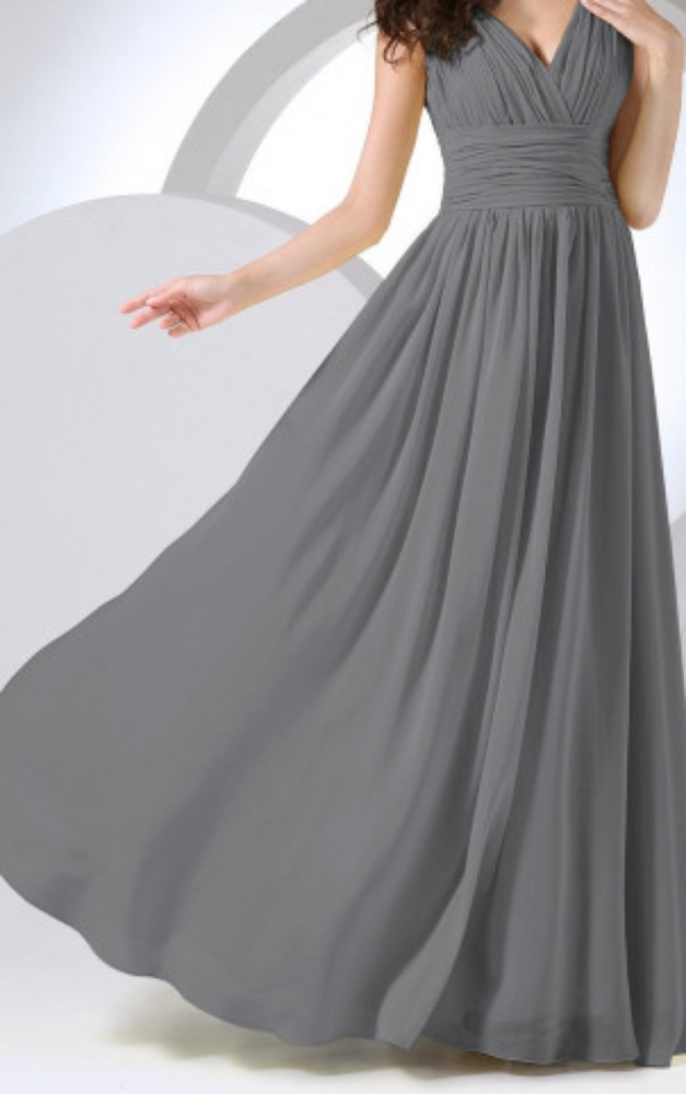 NWOT Gray Chiffon A-line Bridesmaid Dress Size 16